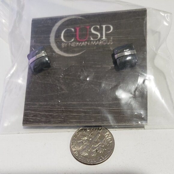 Elegant Women's Black and Silver Accent Stud Earrings - CUSP by Neiman Marcus - Picture 11 of 12